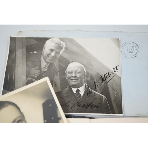 442 - Mixed autographs including George Formby, 1938, Charlie Chaplin, Noel Coward