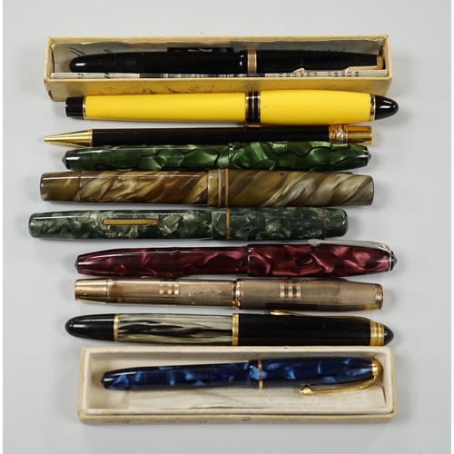 445 - Assorted fountain pens including Conway Stewart and Cartier ballpoint pen