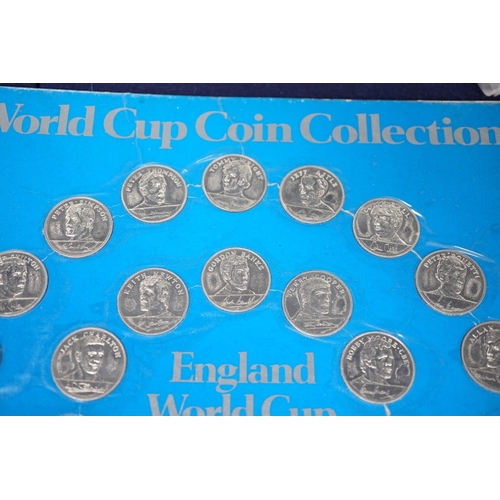 448 - Shell and Esso collector's medals and coins for 1970 World cup, man in flight and FA cup centenary 1... 