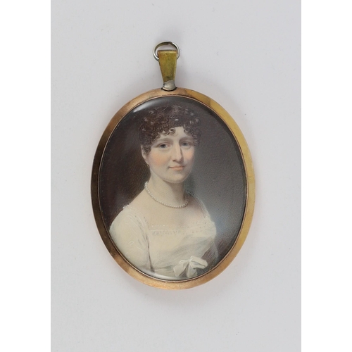 453 - Attributed to George Patten (British, 1801-1865) Portrait miniature of a ladywatercolour on ivoryIvo... 