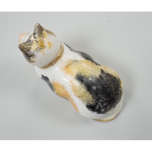 457 - A rare small Staffordshire porcelain figure of a recumbent cat, c.1830-50. 6cm longCf. Dennis G.Rice... 