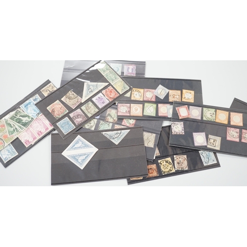 465 - Mixed stamps including Penny Black, Edward VIII 3 shilling booklet, some on stock cards, others moun... 