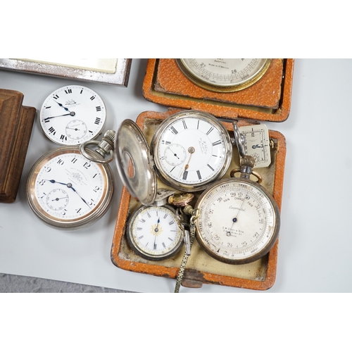 466 - A group of wrist and pocket watches, stop watch, carriage clock, etc.