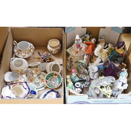 475 - A quantity of porcelain including Worcester, Doulton, Sitzendorf etc.