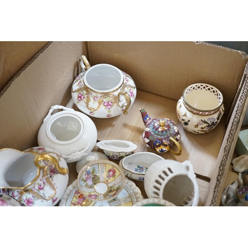 475 - A quantity of porcelain including Worcester, Doulton, Sitzendorf etc.