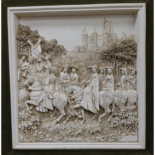 491 - A pair of framed relief plaques