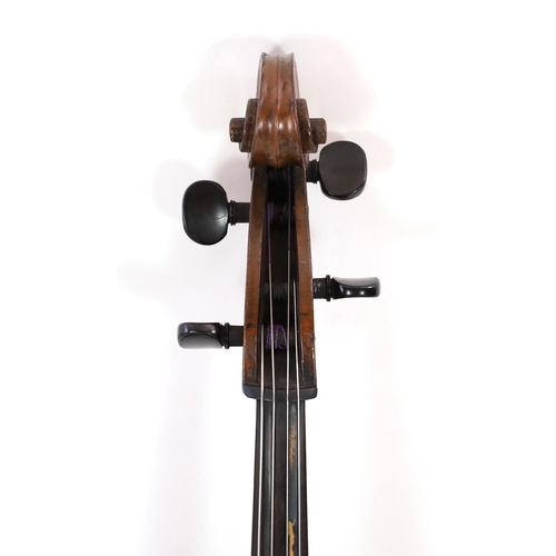 506 - A 19th century Saxon cello, the back, sides and neck with slight curl, inlaid purfling, chestnut bro... 