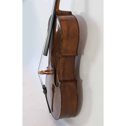 506 - A 19th century Saxon cello, the back, sides and neck with slight curl, inlaid purfling, chestnut bro... 