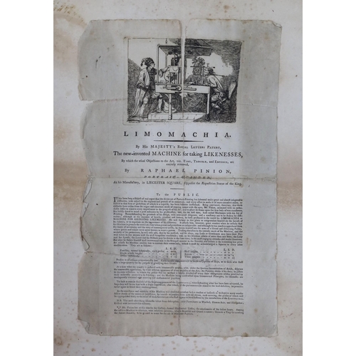 508 - An early printed sheet 'Limomachia, the new invented machine for taking likenesses', by Raphael Pini... 