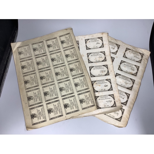 514 - French Revolutionary banknotes, Republic Francaise, an uncut sheet of 20 domaines nationaux Assignat... 