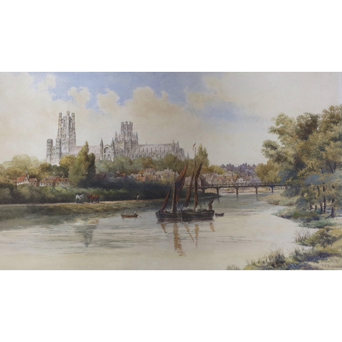 603 - Francis Philip Barraud (1824-1901), watercolour, Ely Cathedral, signed, 31 x 54cm