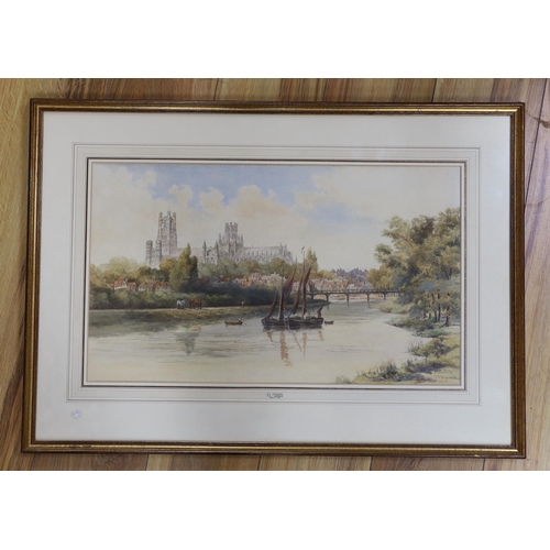 603 - Francis Philip Barraud (1824-1901), watercolour, Ely Cathedral, signed, 31 x 54cm