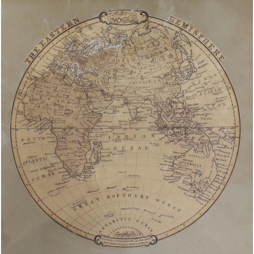 604 - Master McMitlan 1850, pair of engraved maps of the Eastern and Western Hemisphere, published by Cruc... 