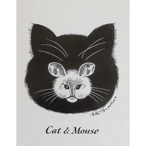 606 - Peter Brookes (b.1943), pen and ink, original illustration; 'Cat and mouse', signed, 16 x 13cm... 