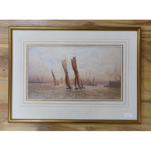 618 - Frederick Edward Joseph Goff (1855-1931), watercolour, 'On the Lower Thames', signed, 25 x 45cm... 