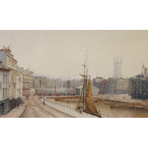 628 - Charles Edward Hern (1848-1894), watercolour, 'The Drawbridge, Bristol 1891, signed, 13 x 22cm... 