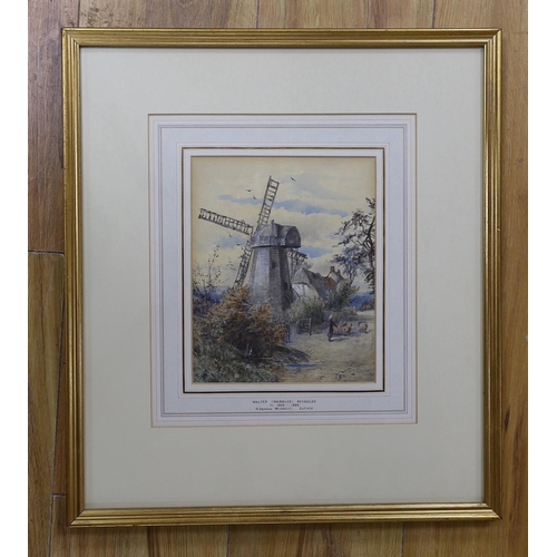 629 - Walter Warwick Reynolds (fl.1859-1885), watercolour, 'Ridgeway Windmill, Enfield, signed and dated ... 