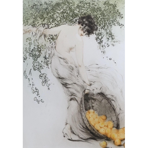 630 - Louis Icart (1888-1950), coloured drypoint etching, 'Summer (Oranges)', signed, 27 x 19cm