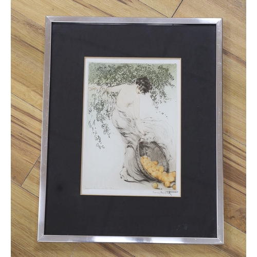 630 - Louis Icart (1888-1950), coloured drypoint etching, 'Summer (Oranges)', signed, 27 x 19cm