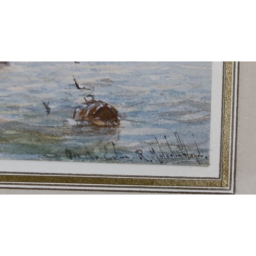 637 - Robert Malcolm Lloyd (fl.1879-1900), watercolour, 'On the River Colne,  Essex', signed, 12 x 17cm... 