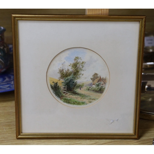 638 - Roberto Angelo Kittermaster Marshall (1849-1923), watercolour, Rural scene, signed, tondo, 13cm... 