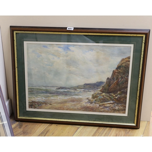 661 - Thomas William Morley (1859-1925), watercolour, Beach scene, signed, 36 x 52cm