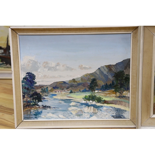 664 - Trevor Boys (20th C.), two oils on board and on canvas, 'Alresford Creek, Tide Mill' and 'Welsh Hill... 