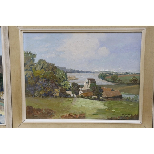 664 - Trevor Boys (20th C.), two oils on board and on canvas, 'Alresford Creek, Tide Mill' and 'Welsh Hill... 