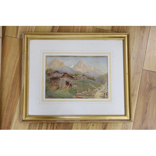 666 - Clifford George Blampied (1875-1962), watercolour, Alpine landscape, signed, 23 x 34cm