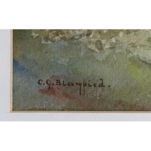 666 - Clifford George Blampied (1875-1962), watercolour, Alpine landscape, signed, 23 x 34cm