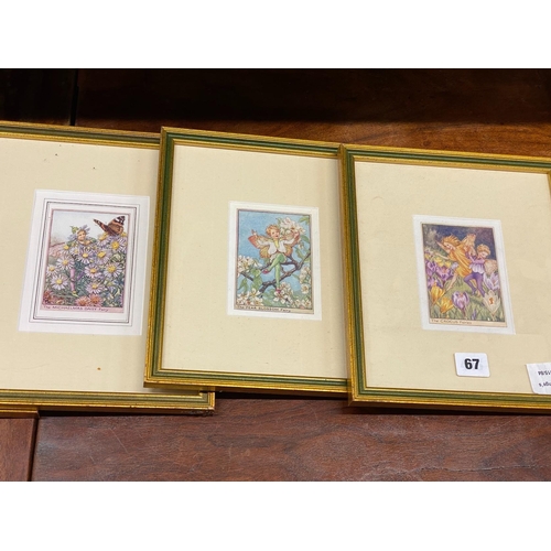 67 - After Cicely Mary Barker - a set of six coloured prints of fairies, each 24 x 27cm including frames... 