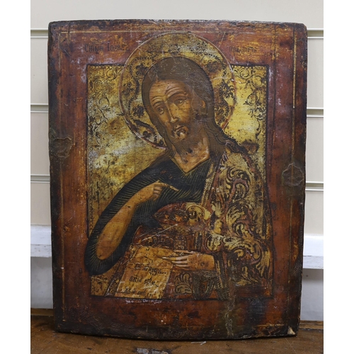 693 - 19th century South Russian School, tempera on wooden panel, Icon of God holding the Christ child and... 