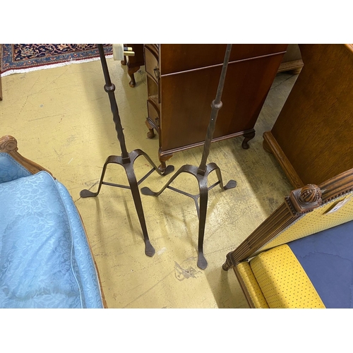 89 - A pair of  wrought iron floor lamps, height 160cm