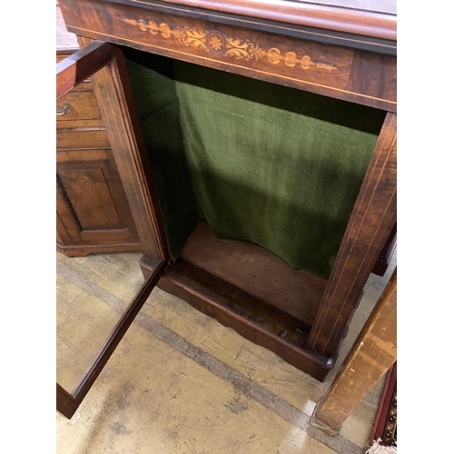 1017 - A Victorian inlaid walnut pier cabinet, width 80cm, depth 36cm, height 107cm