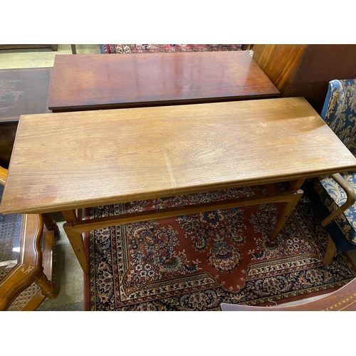 1021 - A mid century Trioh type Copenhagen metamorphic teak coffee / dining table, width 150cm, depth 54c... 