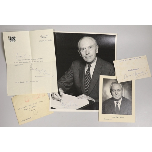 1514 - British Politics - Alec Douglas-Home signed photo and signed letter, Harold Wilson signed photo date... 