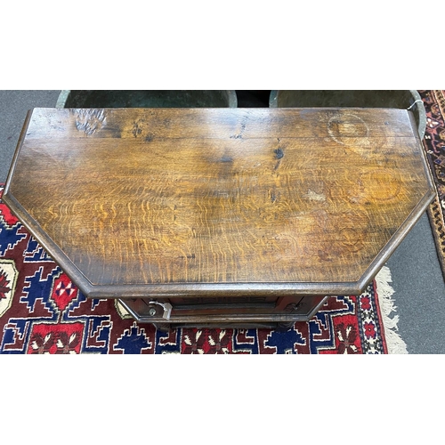 2 - A 17th century style oak credence table, width 86cm, depth 79cm (extended), height 78cm