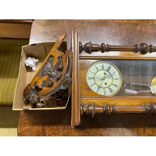 30 - An early 20th century Vienna walnut regulator wall clock, height 114cm