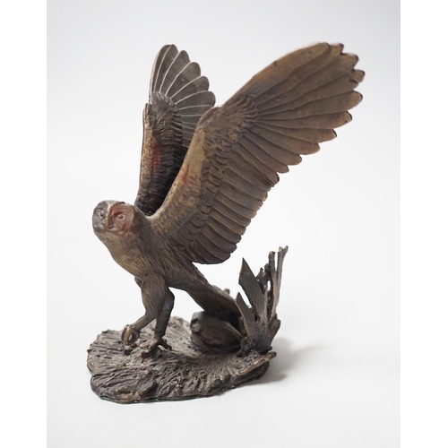 446 - Paul Eaton - a limited edition bronze owl, signed and dated 91. Numbered 013. 16.5cm