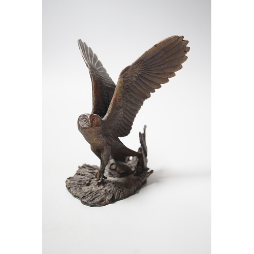 446 - Paul Eaton - a limited edition bronze owl, signed and dated 91. Numbered 013. 16.5cm