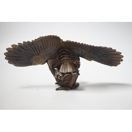 449 - Paul Eaton - a limited edition bronze owl, signed and dated 91, numbered 013, wingspan 24.5cm... 