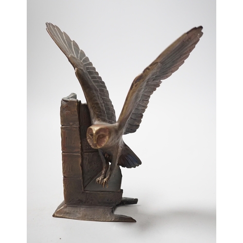 451 - Paul Eaton - a limited edition bronze owl, signed and dated 91. Numbered 001, 19cm tall