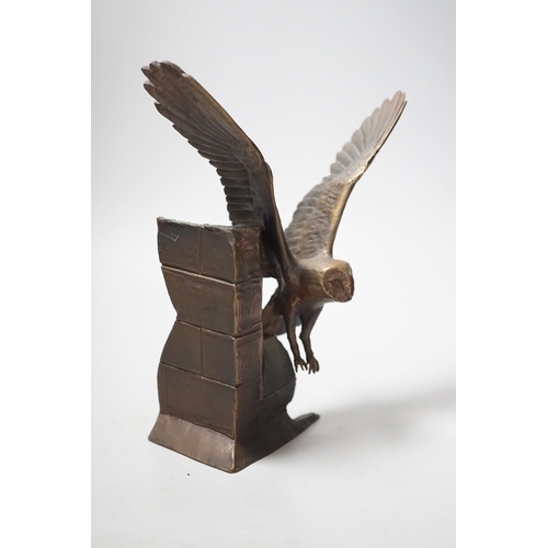 451 - Paul Eaton - a limited edition bronze owl, signed and dated 91. Numbered 001, 19cm tall