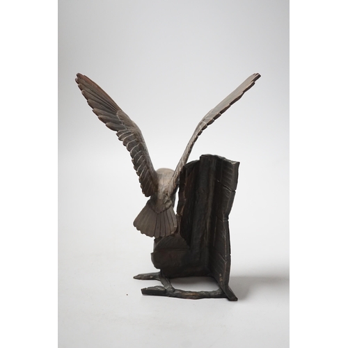 451 - Paul Eaton - a limited edition bronze owl, signed and dated 91. Numbered 001, 19cm tall