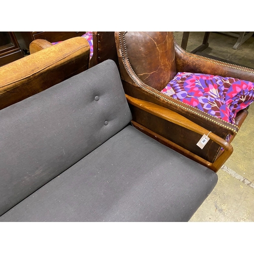 60 - A Greaves & Thomas mid century teak sofa bed, length 198cm, width 76cm, height 71cm