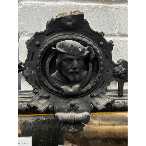 1013 - A Victorian later painted triple plate overmantel mirror, width 137cm, height 136cm