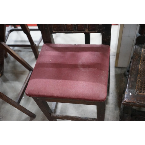 1019 - A Carolean style caned high back dining chair together with two other chairs