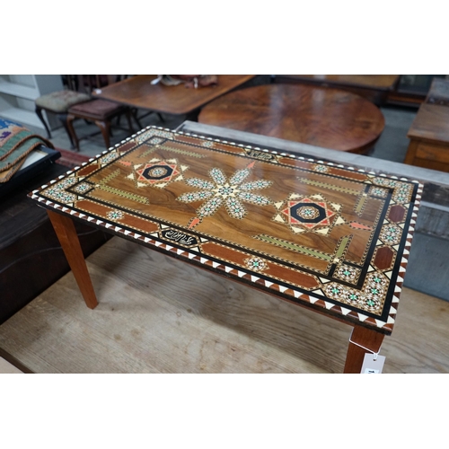 1022 - An Eastern rectangular inlaid coffee table, length 85cm, depth 49cm, height 46cm