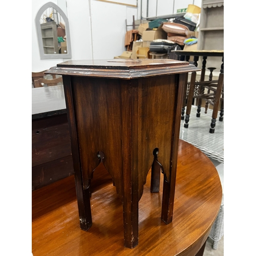 1084 - A Liberty style Moorish hexagonal hardwood occasional table, width 45cm, height 54cm