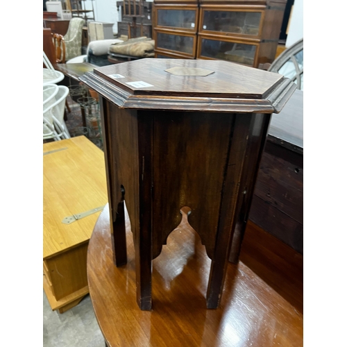 1084 - A Liberty style Moorish hexagonal hardwood occasional table, width 45cm, height 54cm